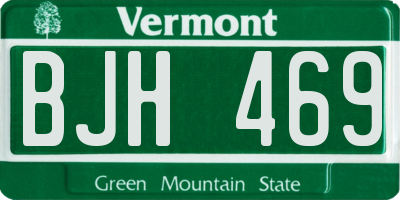 VT license plate BJH469