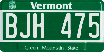VT license plate BJH475
