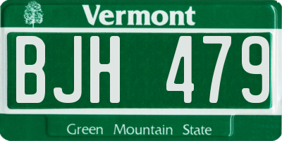 VT license plate BJH479