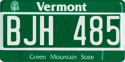 VT license plate BJH485
