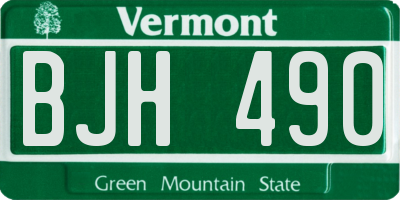 VT license plate BJH490