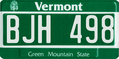 VT license plate BJH498