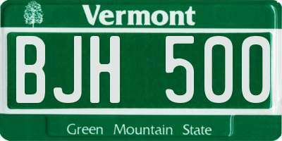 VT license plate BJH500