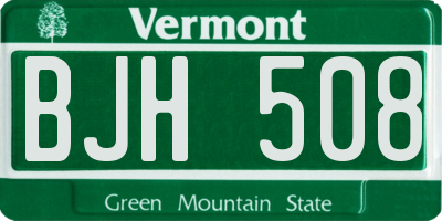 VT license plate BJH508