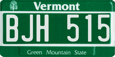 VT license plate BJH515