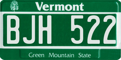 VT license plate BJH522