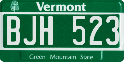 VT license plate BJH523