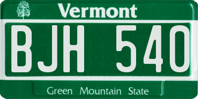 VT license plate BJH540
