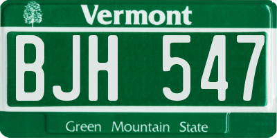 VT license plate BJH547