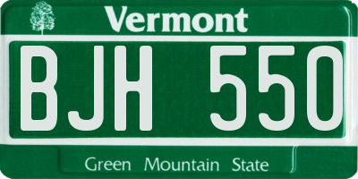 VT license plate BJH550