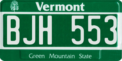 VT license plate BJH553