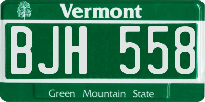 VT license plate BJH558