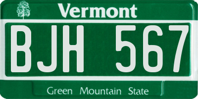 VT license plate BJH567