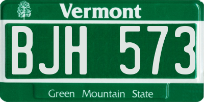 VT license plate BJH573