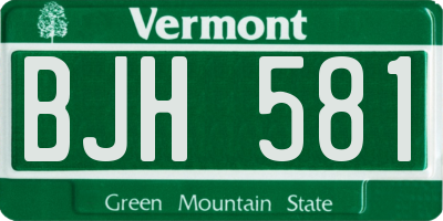 VT license plate BJH581
