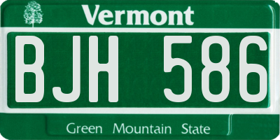 VT license plate BJH586