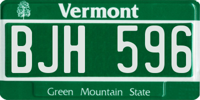 VT license plate BJH596
