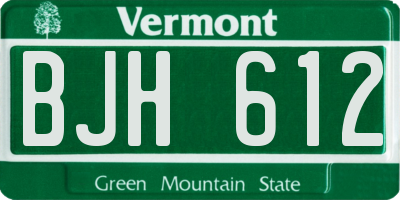VT license plate BJH612