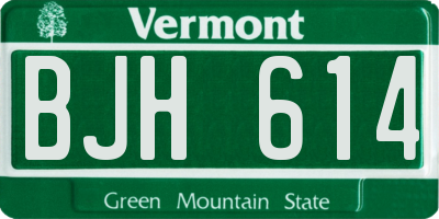 VT license plate BJH614