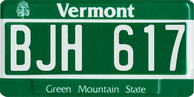 VT license plate BJH617