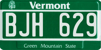 VT license plate BJH629