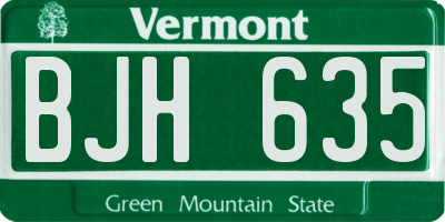 VT license plate BJH635