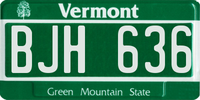 VT license plate BJH636