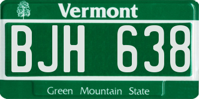 VT license plate BJH638