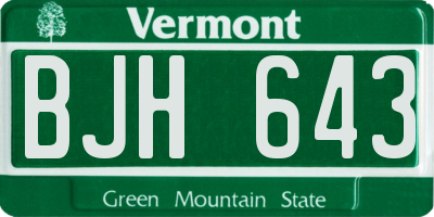 VT license plate BJH643