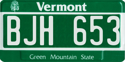 VT license plate BJH653