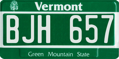 VT license plate BJH657
