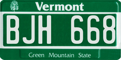 VT license plate BJH668