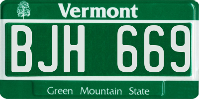 VT license plate BJH669