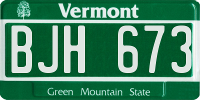 VT license plate BJH673