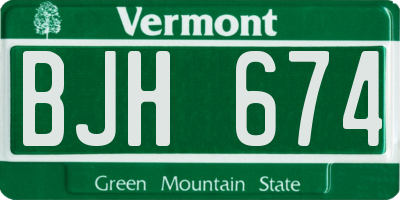 VT license plate BJH674