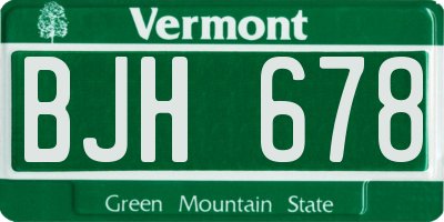 VT license plate BJH678