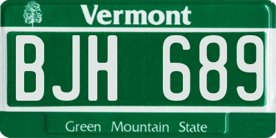 VT license plate BJH689