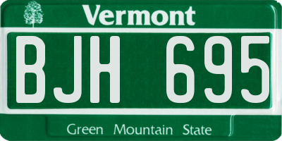 VT license plate BJH695