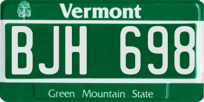 VT license plate BJH698