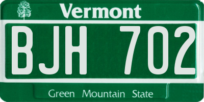 VT license plate BJH702