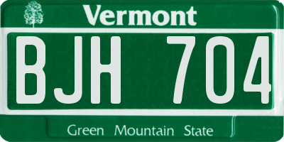 VT license plate BJH704