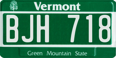 VT license plate BJH718