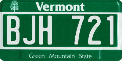 VT license plate BJH721