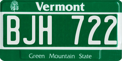 VT license plate BJH722