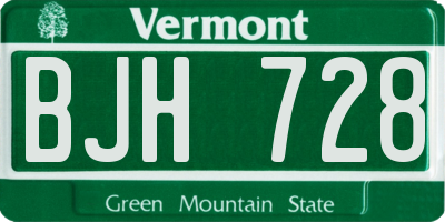 VT license plate BJH728
