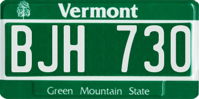 VT license plate BJH730