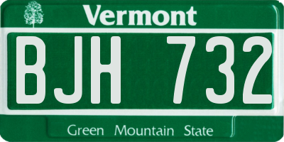 VT license plate BJH732