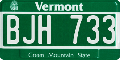 VT license plate BJH733