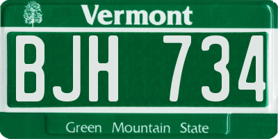 VT license plate BJH734
