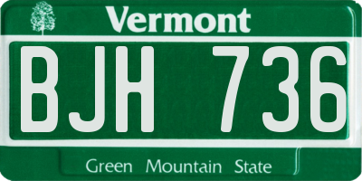 VT license plate BJH736